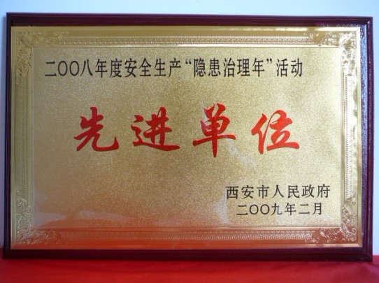 2009年2月，被西安市人民政府評為2008年度安全生產(chǎn)“隱患治理年”活動先進單位
